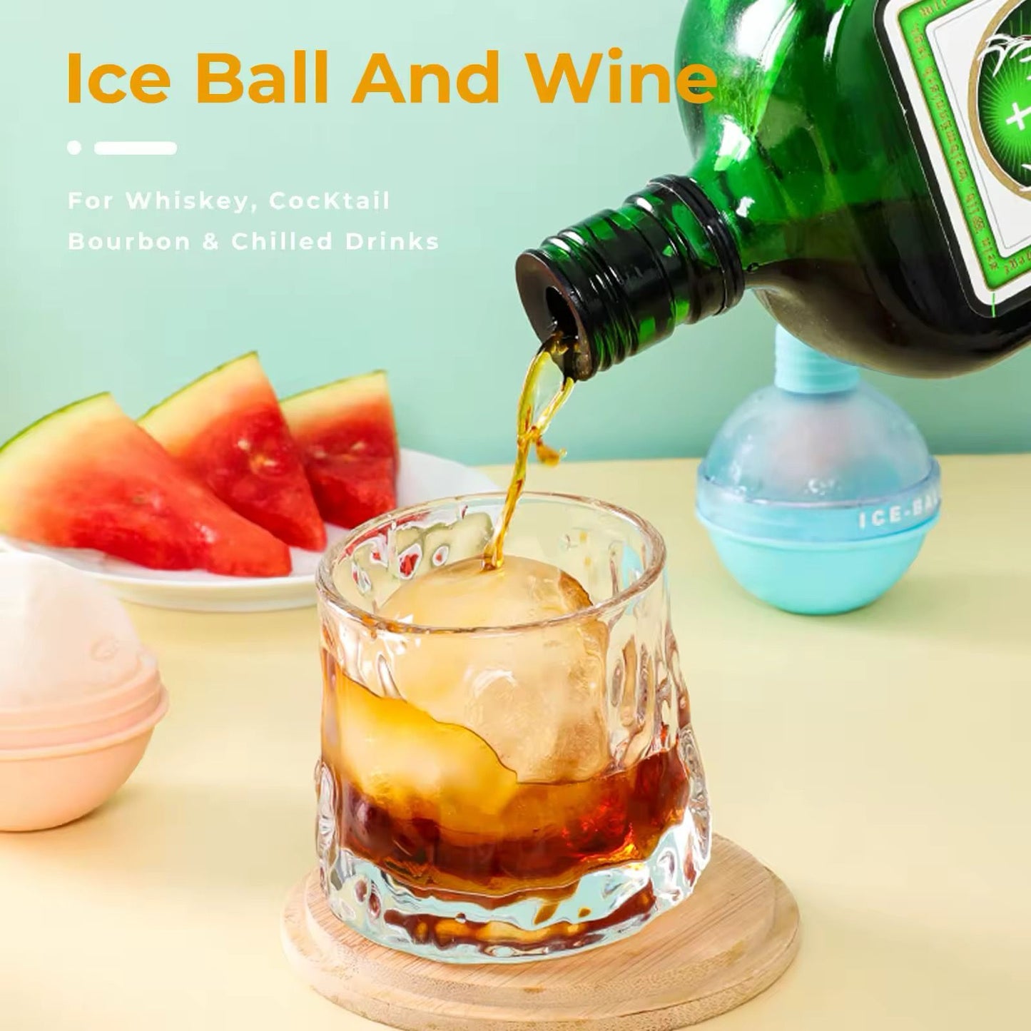Set of 4 Silicone Ice Ball Molds – 2.5-Inch Round Ice Sphere Molds for Whiskey & Cocktails Reusable Kitchen Bar Accessories