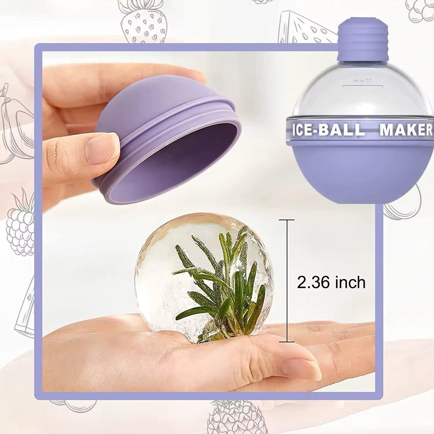 Set of 4 Silicone Ice Ball Molds – 2.5-Inch Round Ice Sphere Molds for Whiskey & Cocktails Reusable Kitchen Bar Accessories
