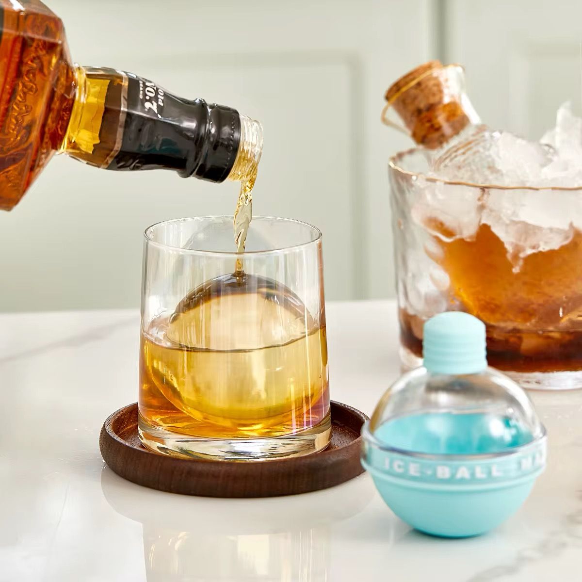 Set of 4 Silicone Ice Ball Molds – 2.5-Inch Round Ice Sphere Molds for Whiskey & Cocktails Reusable Kitchen Bar Accessories