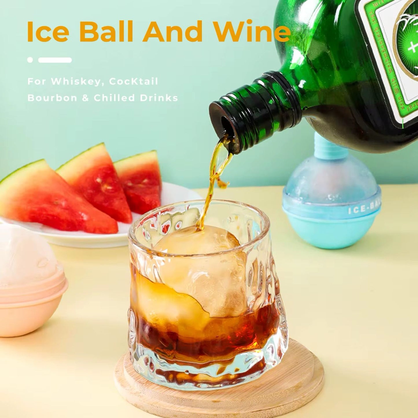 Set of 4 Silicone Ice Ball Molds – 2.5-Inch Round Ice Sphere Molds for Whiskey & Cocktails Reusable Kitchen Bar Accessories