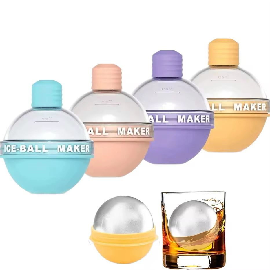 Set of 4 Silicone Ice Ball Molds – 2.5-Inch Round Ice Sphere Molds for Whiskey & Cocktails Reusable Kitchen Bar Accessories