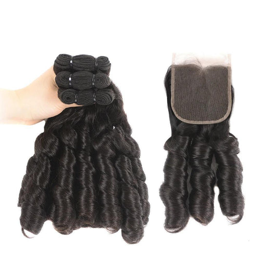 Beumax Double Drawn 12A Grade Spring Curl BUNDLES with CLOSURES &