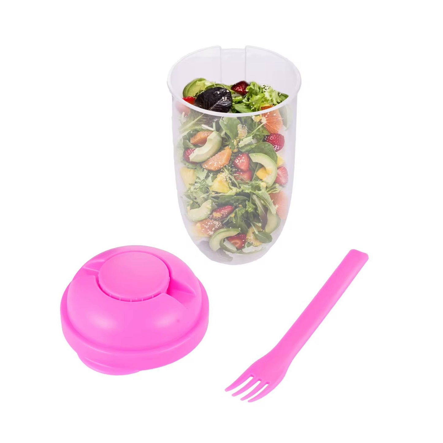3 in 1 Salad Shaker Container, Cup and Fork – 1000ml Portable Salad Container with Dressing Compartment – Perfect for Lunch, Picnics & Back-to-School Meals