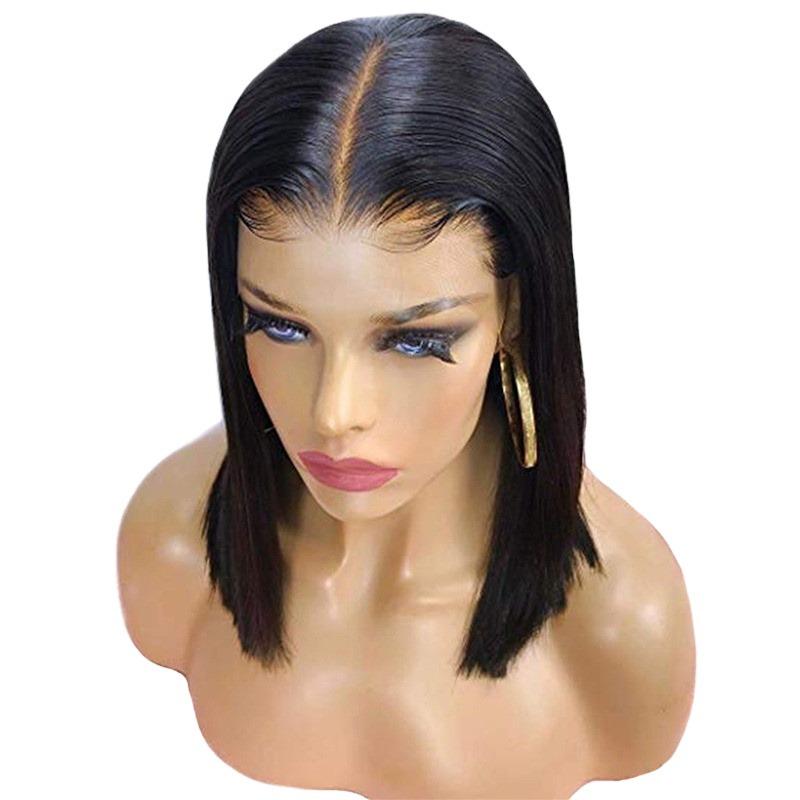 180% Density Straight 4x4 Short Bob 13x4 Lace Front Human Hair Wig