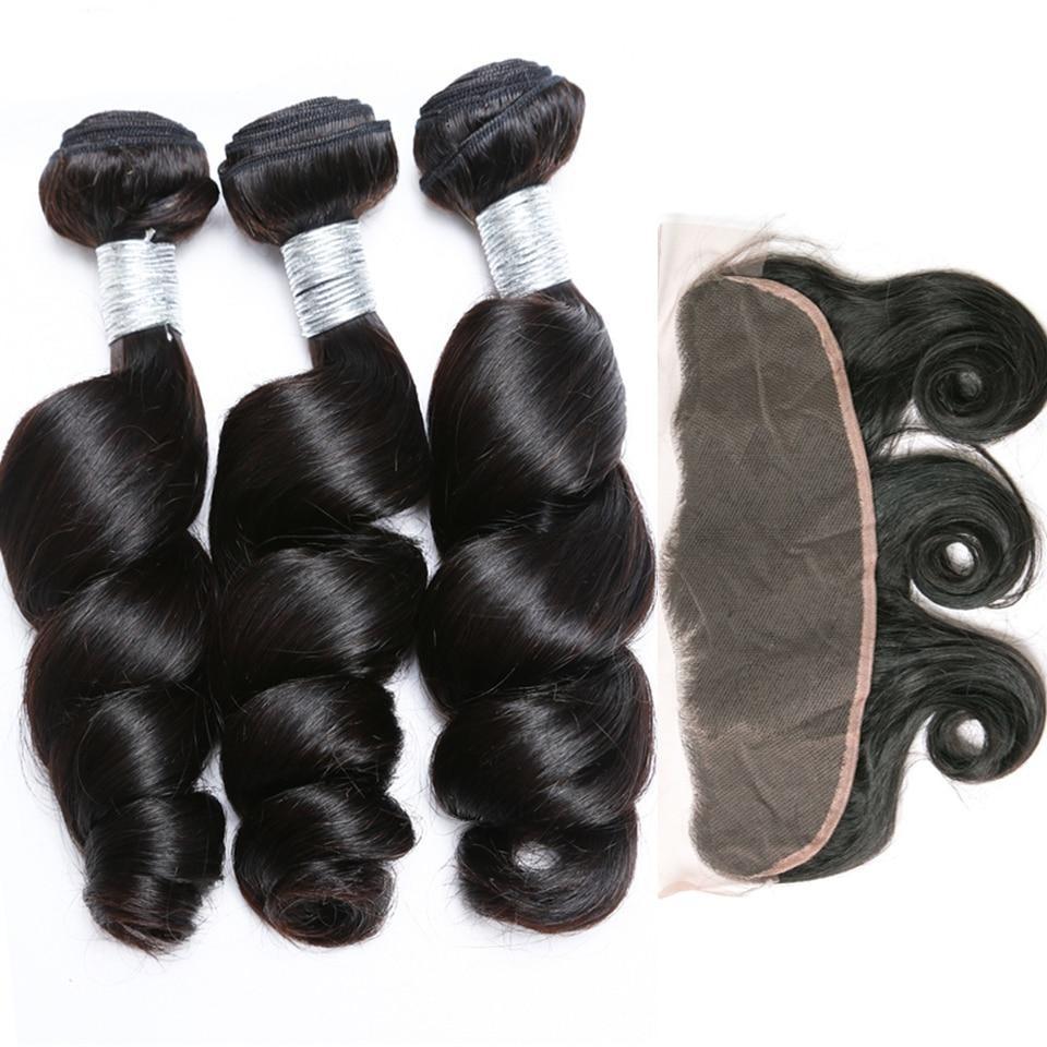 Loose Wave 10A Grade 3/4 bundles with 4x4 Closures & 13x4 Frontal