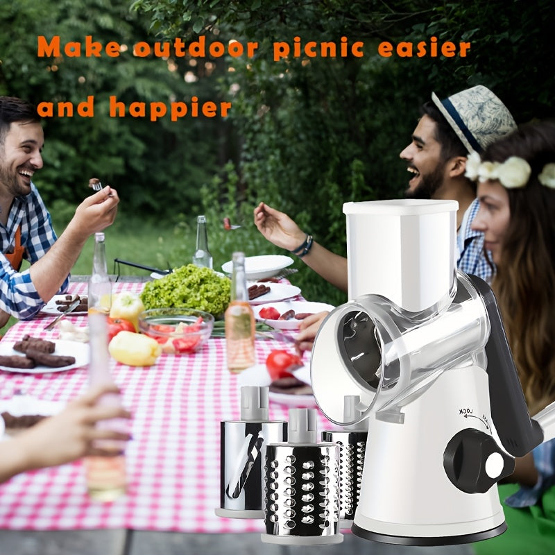 Manual Multi-Functional Drum Slicer – Desktop Kitchen Tool for Slicing Cheese, Vegetables & Fruits with Ease