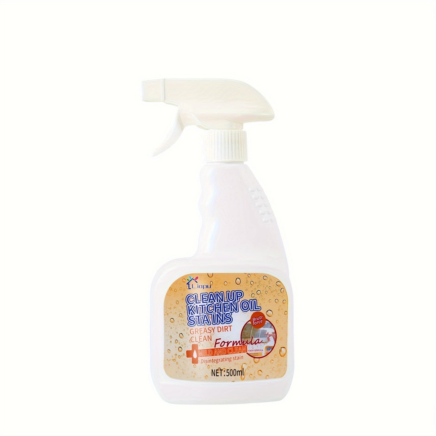 Kitchen Heavy-Duty Oil Stain Remover 500ml Deep Cleaning Spray with Lemon Scent No-Residue Formula for Stoves, Ovens, Utensils & Appliances