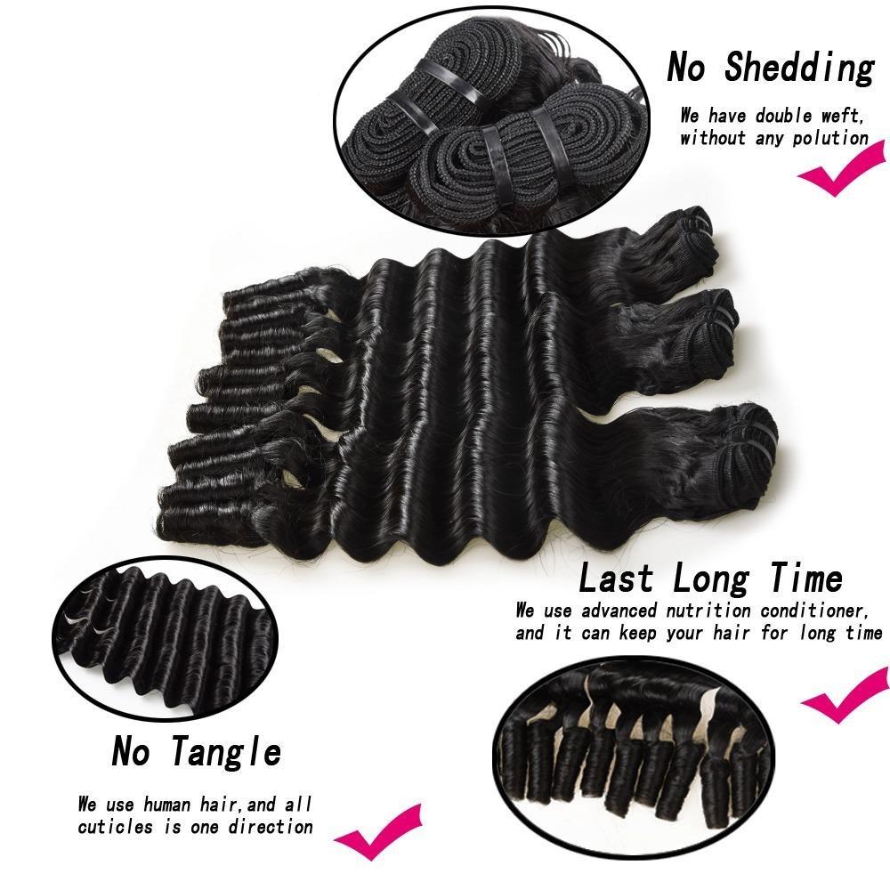 Beumax Double Drawn 12A Grade Fancy Curl BUNDLES with CLOSURES &