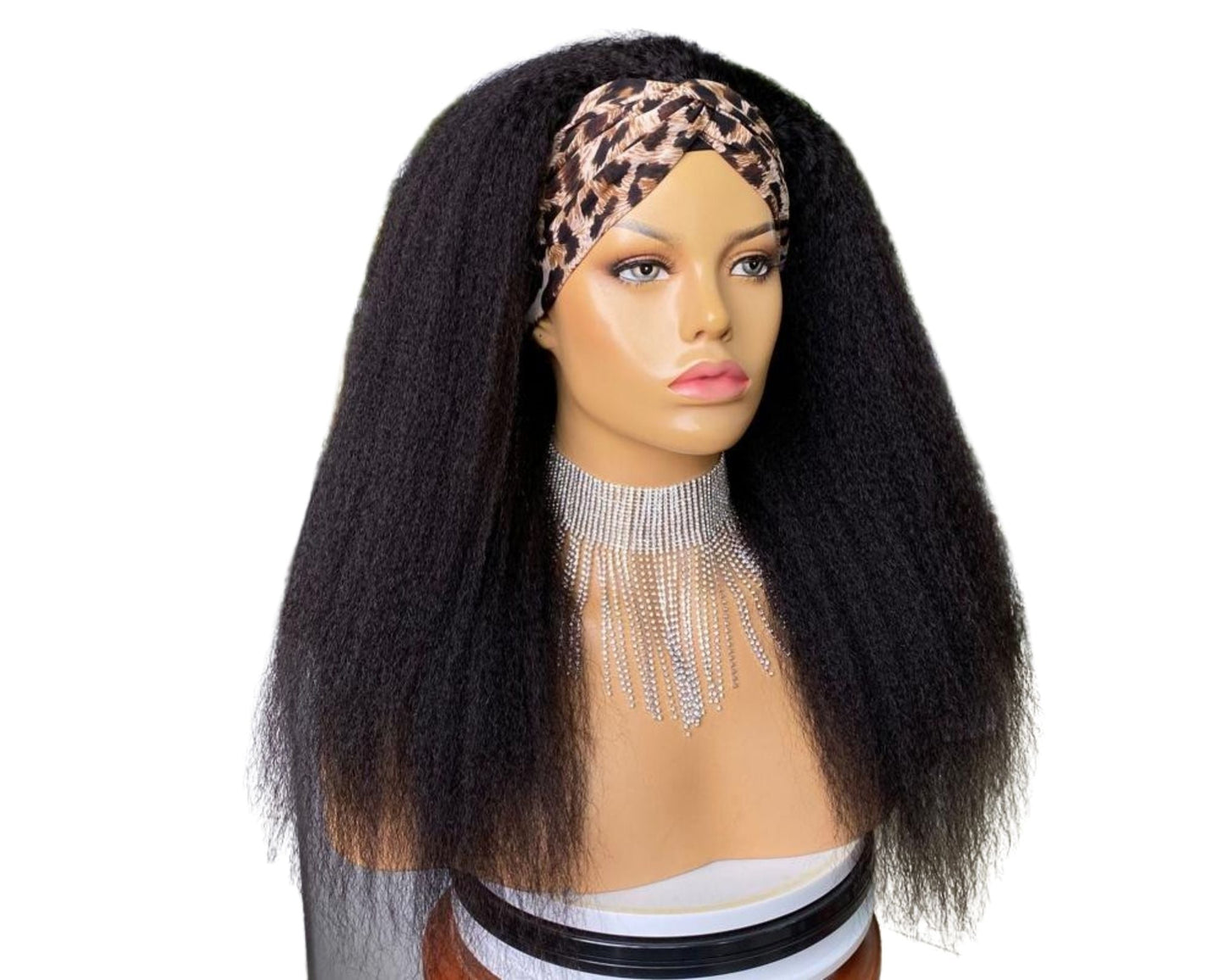 Headband Wig Kinky Straight Human Hair Scarf Wig No GLUE Easy Wear