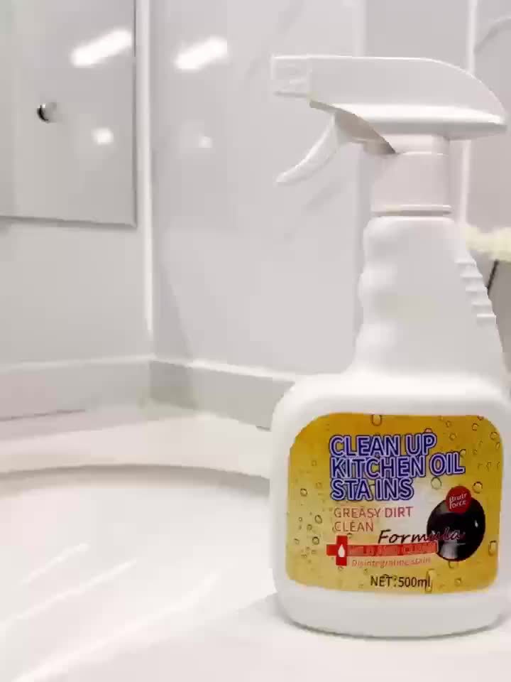 Kitchen Heavy-Duty Oil Stain Remover 500ml Deep Cleaning Spray with Lemon Scent No-Residue Formula for Stoves, Ovens, Utensils & Appliances