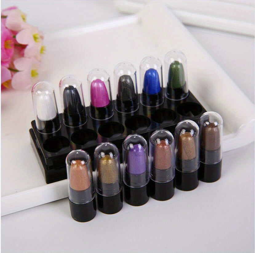 12-Color Waterproof Eyeshadow Stick Set – Shimmer, Glitter & Highlighter Pens