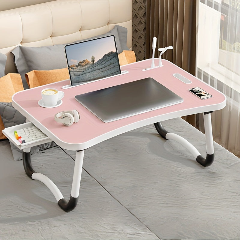 Ultra-Large Portable Laptop Bed Table – Multi-Functional Tray with Cup Holder, Drawer, USB Port, Fan & Light