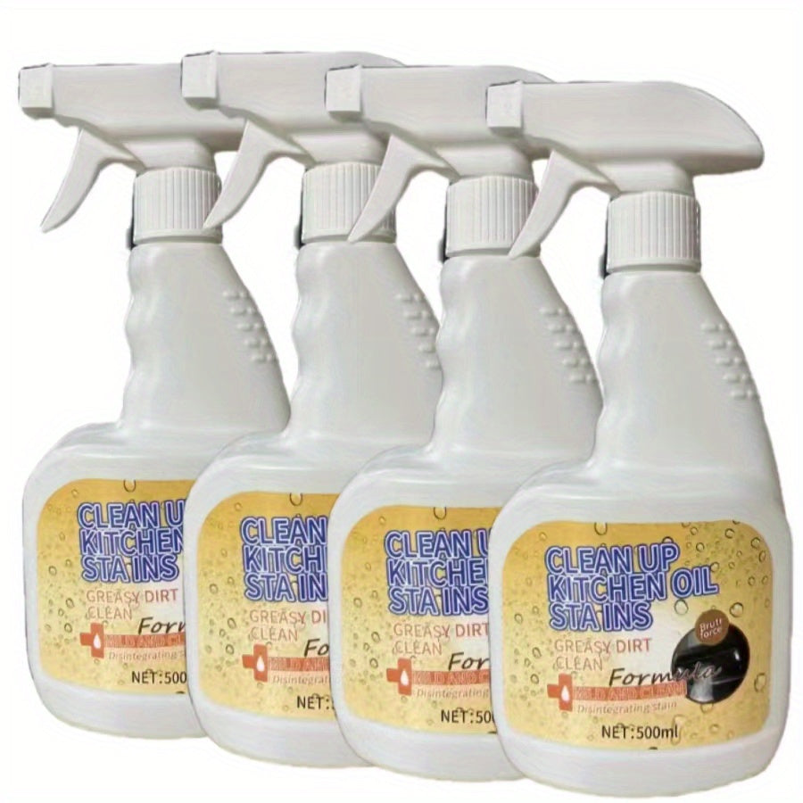 Kitchen Heavy-Duty Oil Stain Remover 500ml Deep Cleaning Spray with Lemon Scent No-Residue Formula for Stoves, Ovens, Utensils & Appliances