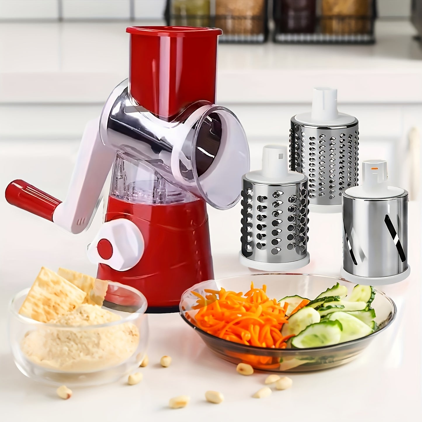 Manual Multi-Functional Drum Slicer – Desktop Kitchen Tool for Slicing Cheese, Vegetables & Fruits with Ease