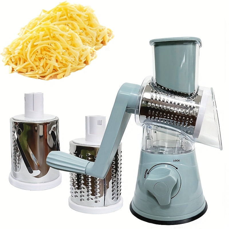 Manual Multi-Functional Drum Slicer – Desktop Kitchen Tool for Slicing Cheese, Vegetables & Fruits with Ease