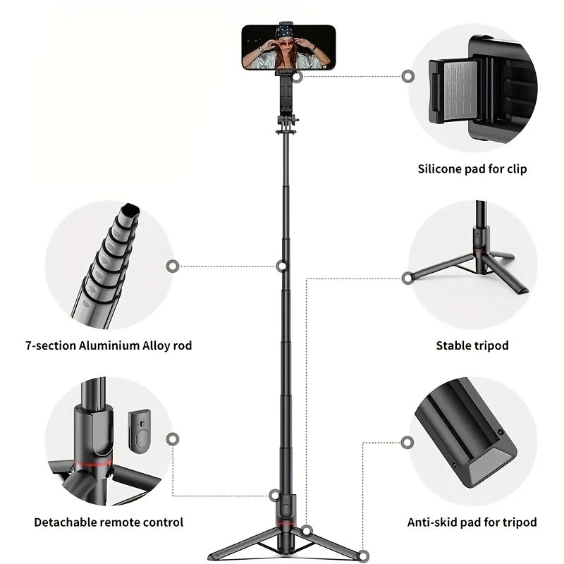 40-Inch Telescopic Selfie Stick Tripod – 360° Rotation, Wireless Remote & Floor-Standing Stand for iPhone/Android, Vlogging & Live Streaming