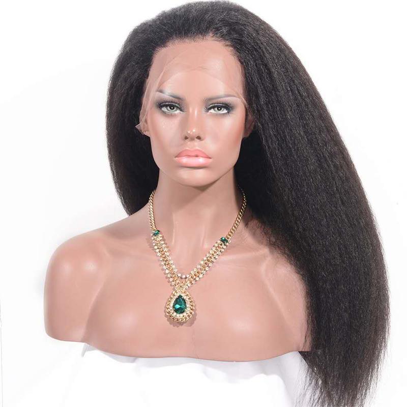 Kinky Straight 13x6 Transparent Lace Frontal Brazilian Human Hair Wigs