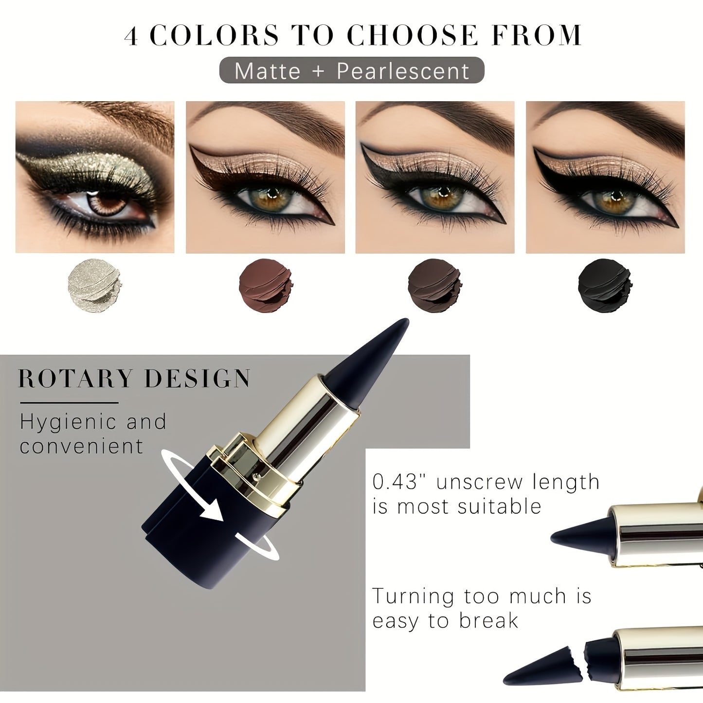 Waterproof Gel Eyeliner Set – 4Pcs Ultra-Smooth, Smudge-Resistant Pencils in Classic Black & Brown Shades