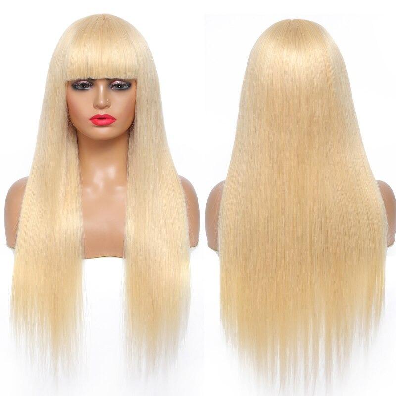 #1B/613 Straight 180% Density #613 Human Hair Wigs with Bang 200% Density