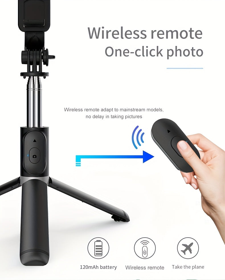 40-Inch Telescopic Selfie Stick Tripod – 360° Rotation, Wireless Remote & Floor-Standing Stand for iPhone/Android, Vlogging & Live Streaming