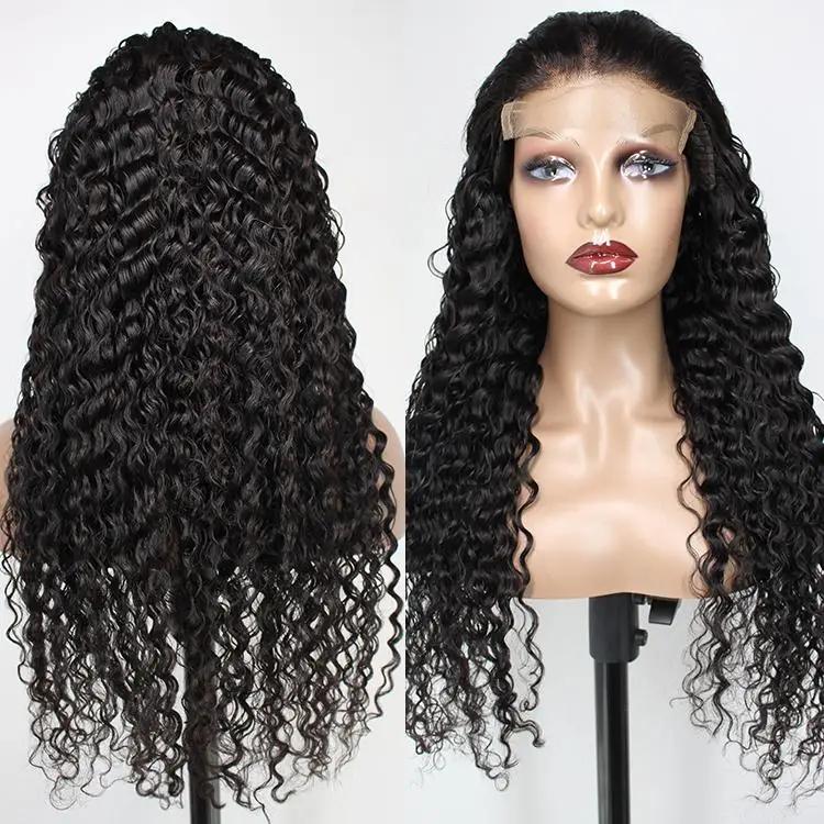 180% Density Full 4x4 Transparent Lace Front Jerry Curl Human Hair Wig