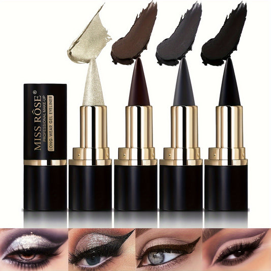 Waterproof Gel Eyeliner Set – 4Pcs Ultra-Smooth, Smudge-Resistant Pencils in Classic Black & Brown Shades