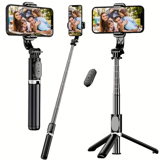 40-Inch Telescopic Selfie Stick Tripod – 360° Rotation, Wireless Remote & Floor-Standing Stand for iPhone/Android, Vlogging & Live Streaming