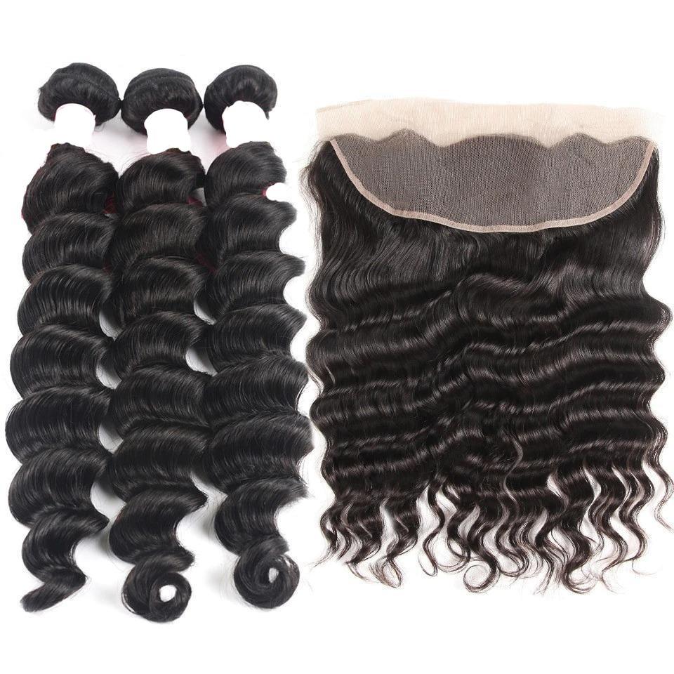 BeuMax 10A Grade 3/4 loose body wave bundles with 13x4 Frontal