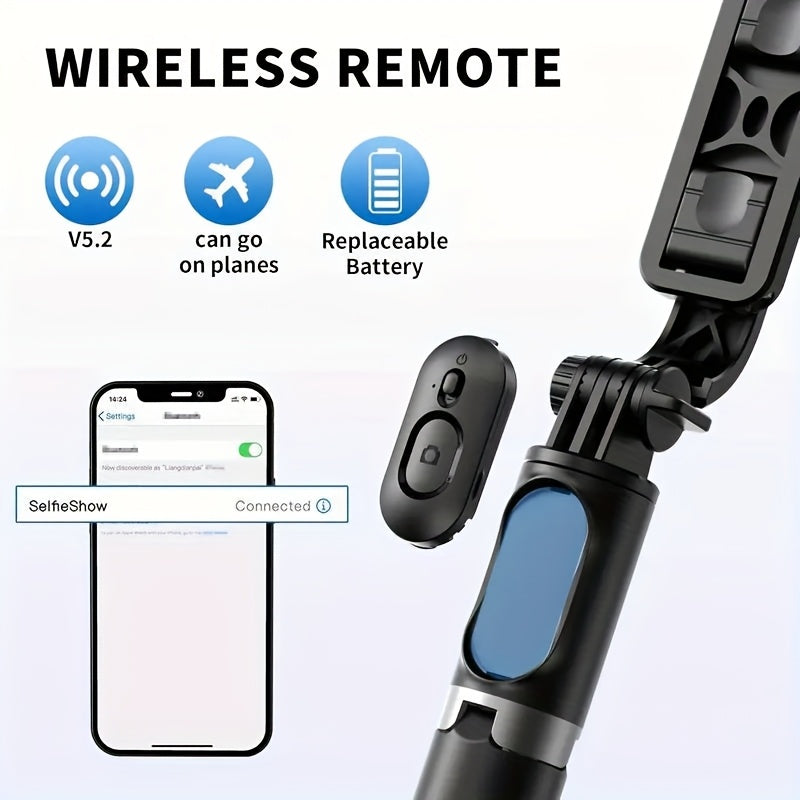 40-Inch Telescopic Selfie Stick Tripod – 360° Rotation, Wireless Remote & Floor-Standing Stand for iPhone/Android, Vlogging & Live Streaming