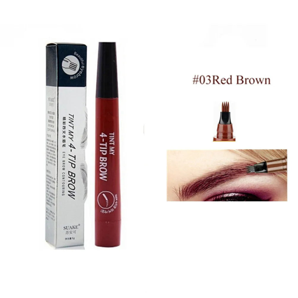 5pcs 4D Microblading Eyebrow Pens – 4-Prong Tip Tattoo Effect, Long-Lasting Liquid Eyebrow Pencil for Natural Hair-Like Strokes