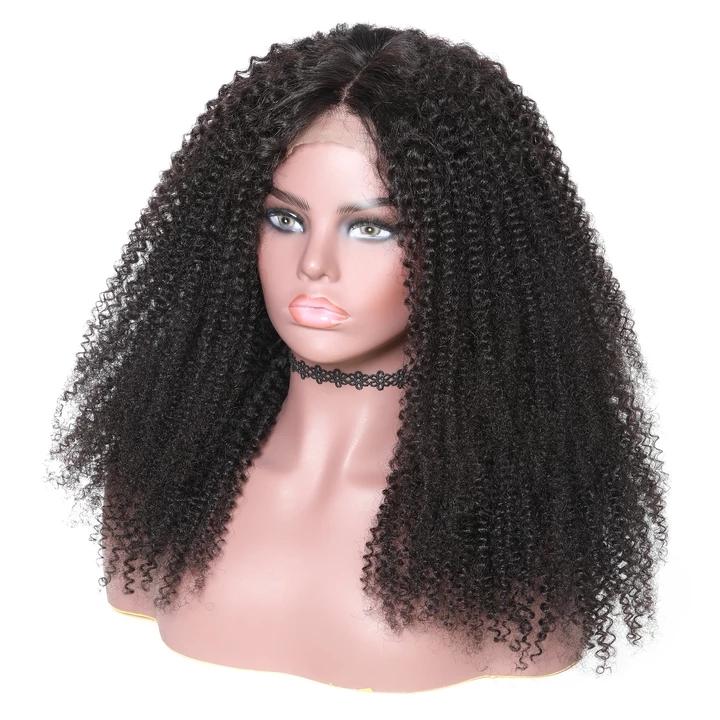 13x4 HD Transparent Lace Frontal Afro Kinky Curly Human Hair Wigs 200% Density