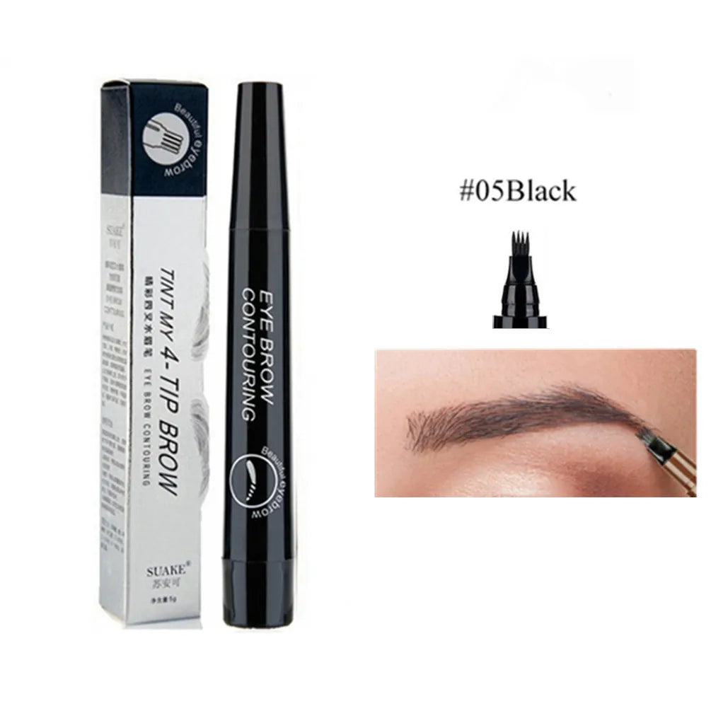 5pcs 4D Microblading Eyebrow Pens – 4-Prong Tip Tattoo Effect, Long-Lasting Liquid Eyebrow Pencil for Natural Hair-Like Strokes