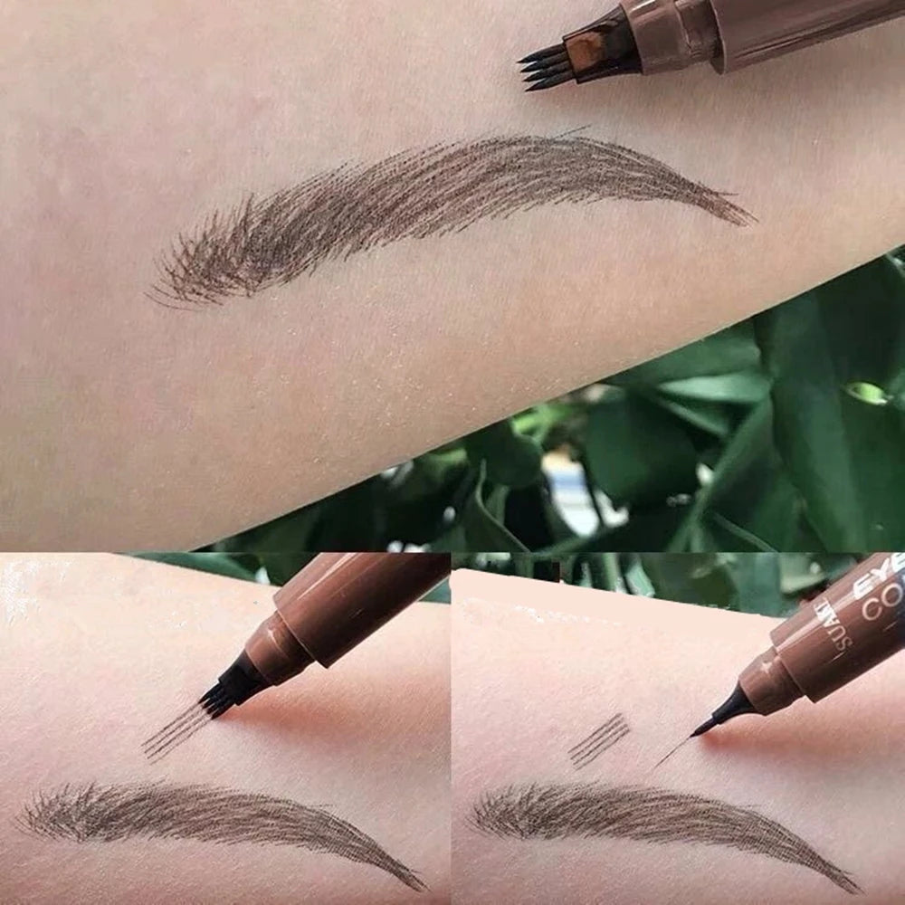 5pcs 4D Microblading Eyebrow Pens – 4-Prong Tip Tattoo Effect, Long-Lasting Liquid Eyebrow Pencil for Natural Hair-Like Strokes