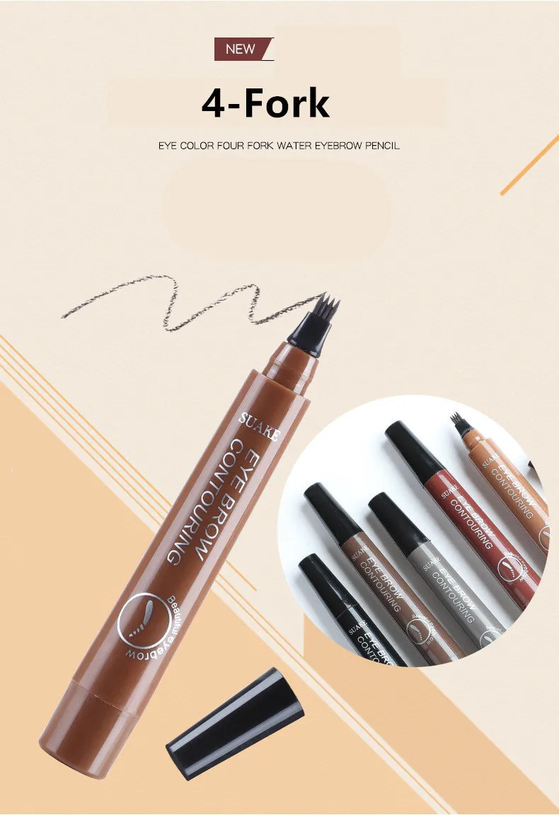 5pcs 4D Microblading Eyebrow Pens – 4-Prong Tip Tattoo Effect, Long-Lasting Liquid Eyebrow Pencil for Natural Hair-Like Strokes