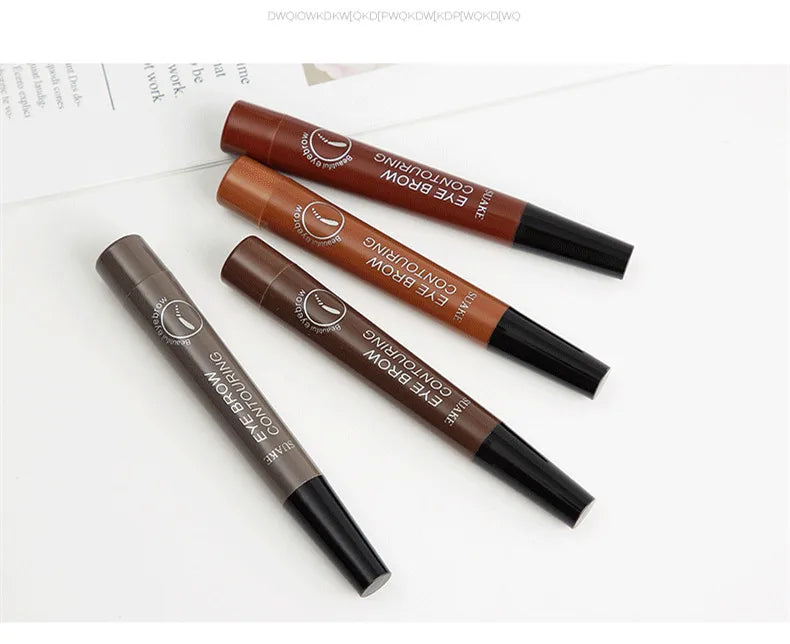 5pcs 4D Microblading Eyebrow Pens – 4-Prong Tip Tattoo Effect, Long-Lasting Liquid Eyebrow Pencil for Natural Hair-Like Strokes