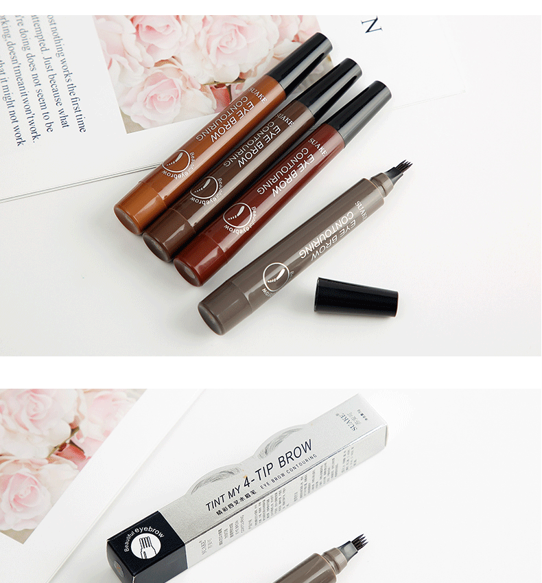 5pcs 4D Microblading Eyebrow Pens – 4-Prong Tip Tattoo Effect, Long-Lasting Liquid Eyebrow Pencil for Natural Hair-Like Strokes
