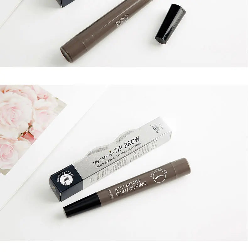 5pcs 4D Microblading Eyebrow Pens – 4-Prong Tip Tattoo Effect, Long-Lasting Liquid Eyebrow Pencil for Natural Hair-Like Strokes