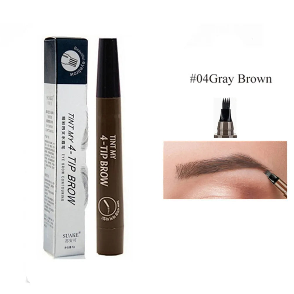 5pcs 4D Microblading Eyebrow Pens – 4-Prong Tip Tattoo Effect, Long-Lasting Liquid Eyebrow Pencil for Natural Hair-Like Strokes