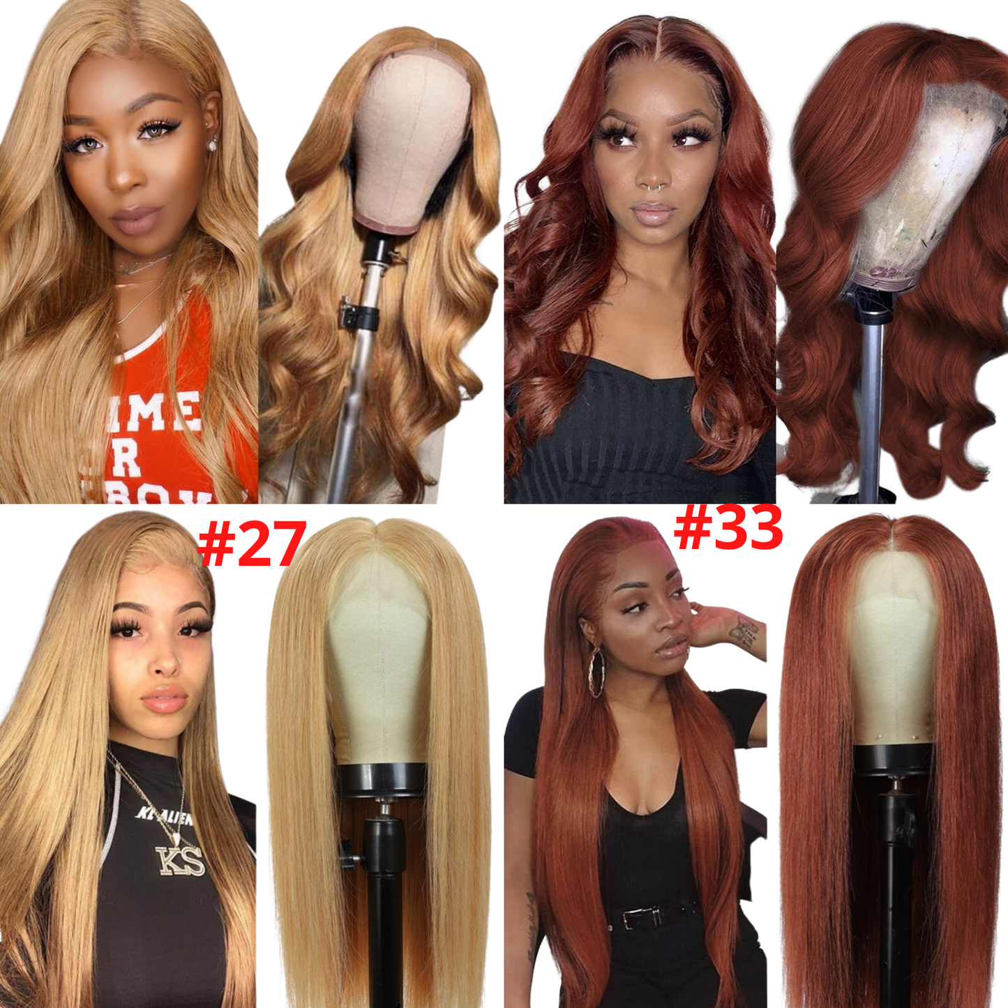 #27 Straight 13x1x4 T part Lace 4x4 Closure wigs Body Wave #33 Transparent wigs