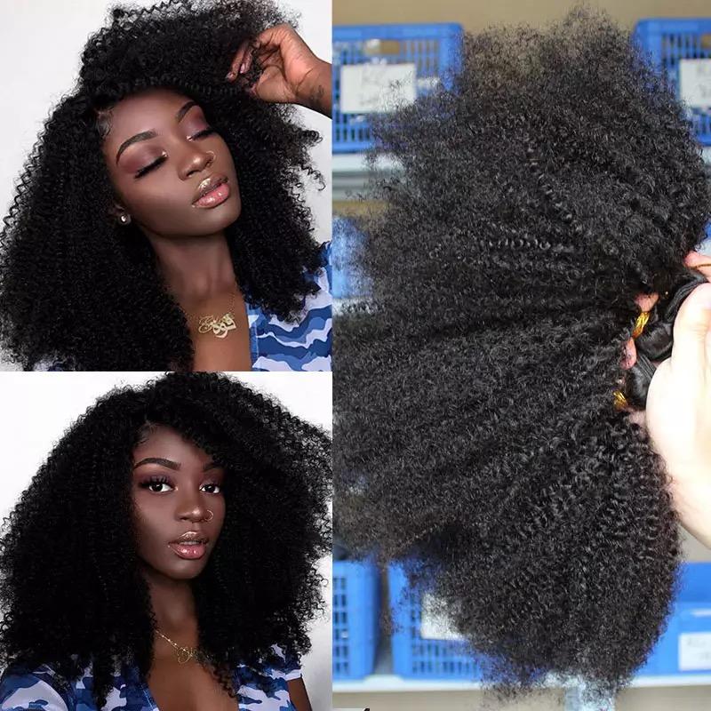 BeuMax 10A Grade 3/4 Afro Kinky Curly bundles with 13x4 Frontal