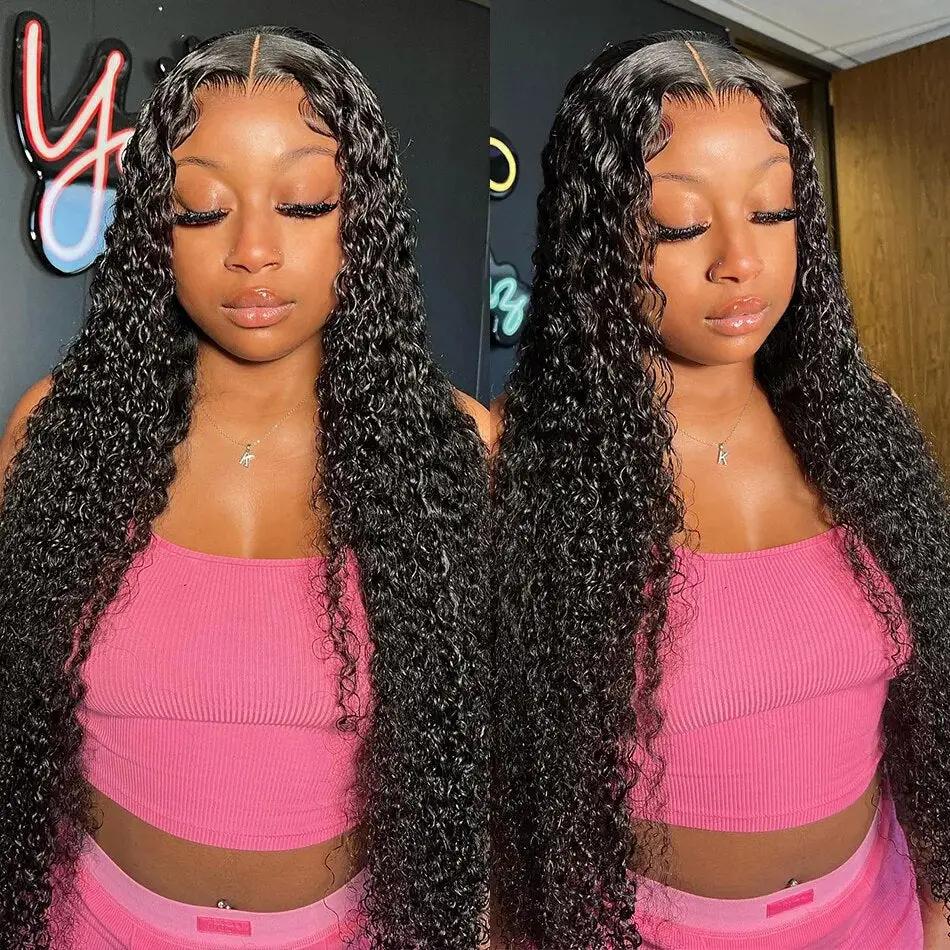 Deep Wave Lace Front Human Hair Wig 250%  Glueless Wig For Women