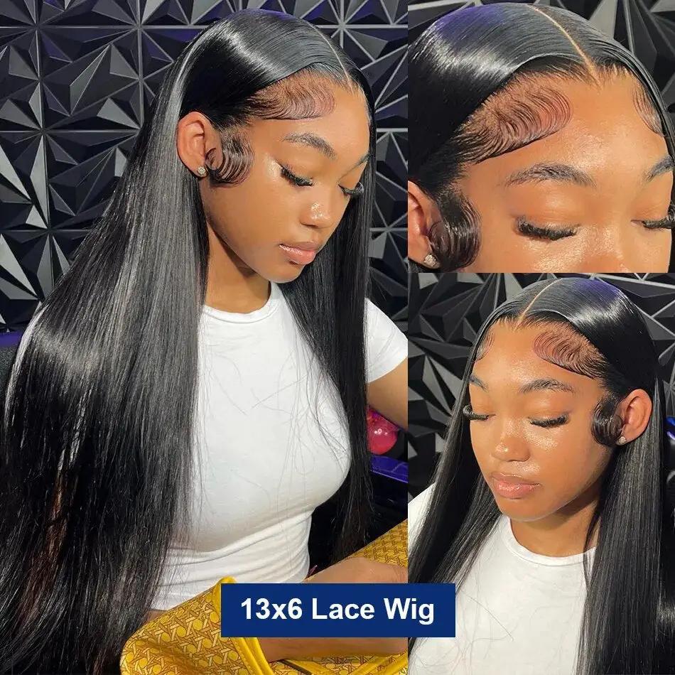 Glueless Wig 250% Straight 13x6 13x4 Lace Front Human Hair Wigs