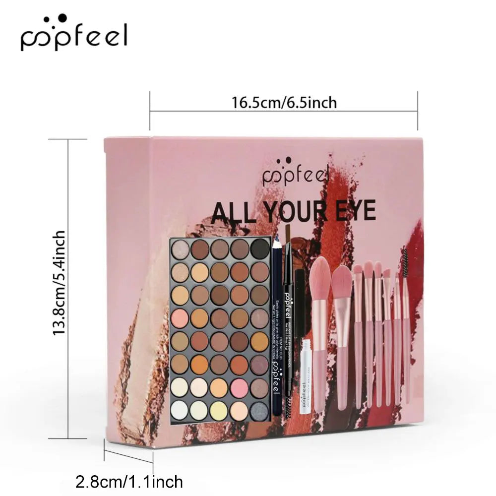 POPFEEL Professional Eye Makeup Gift Set – All-in-One Eye Kit with Eyeshadow Palette Eyeliner, Brow Pencil & Mascara