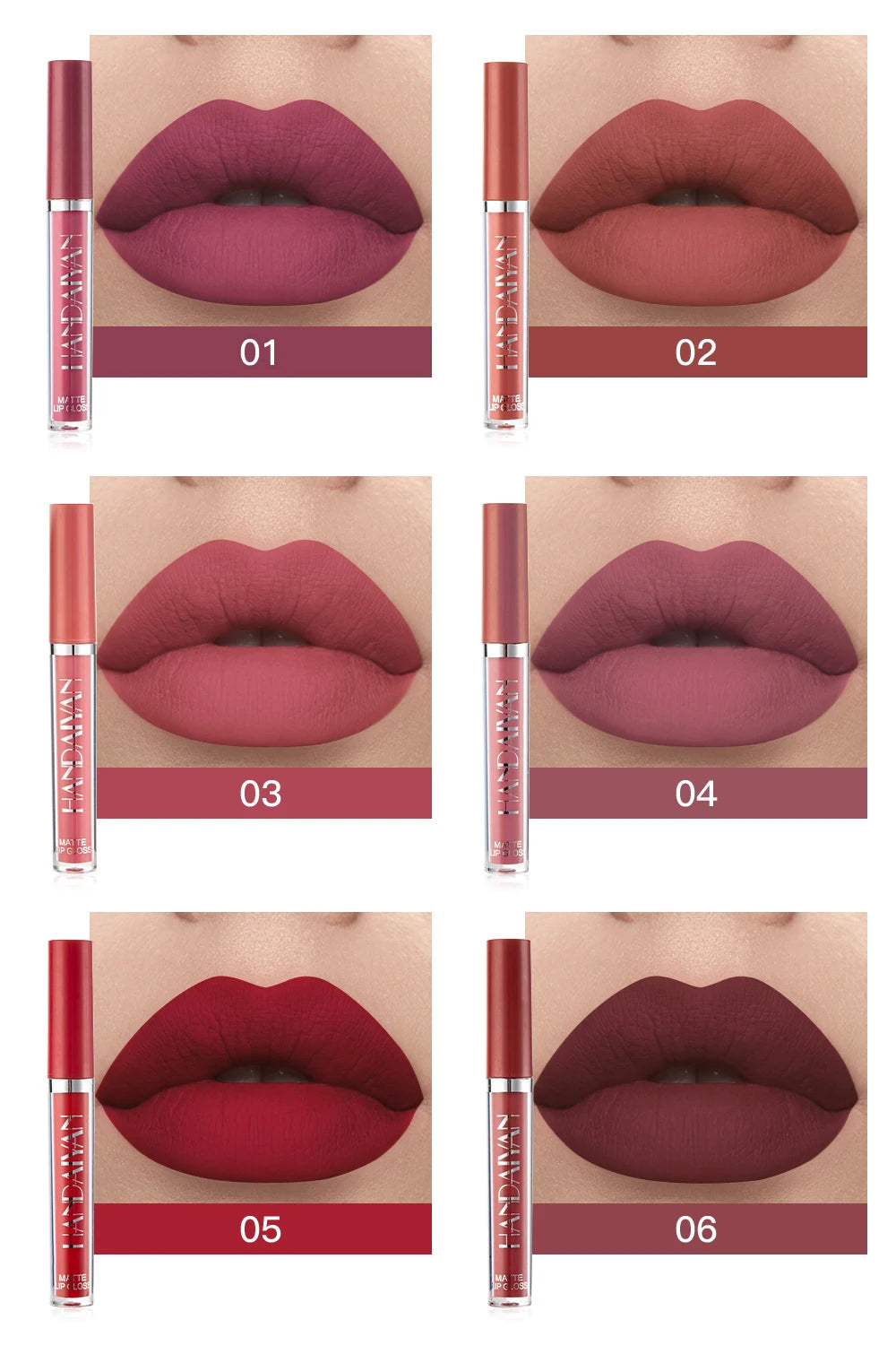 6-Pieces Non-Stick Liquid Lipstick Gift Set – Long-Lasting Matte Lip Gloss – Fade-Resistant, Smooth Finish