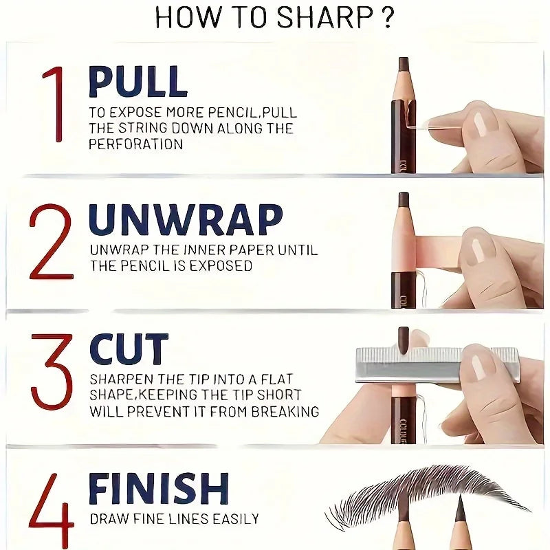12Pcs Tear-Off Pull Line Eyebrow Pencil – No Sharpening Needed Natural Finish