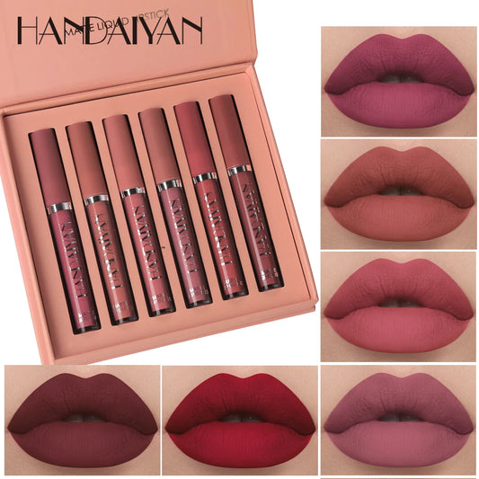 6-Pieces Non-Stick Liquid Lipstick Gift Set – Long-Lasting Matte Lip Gloss – Fade-Resistant, Smooth Finish