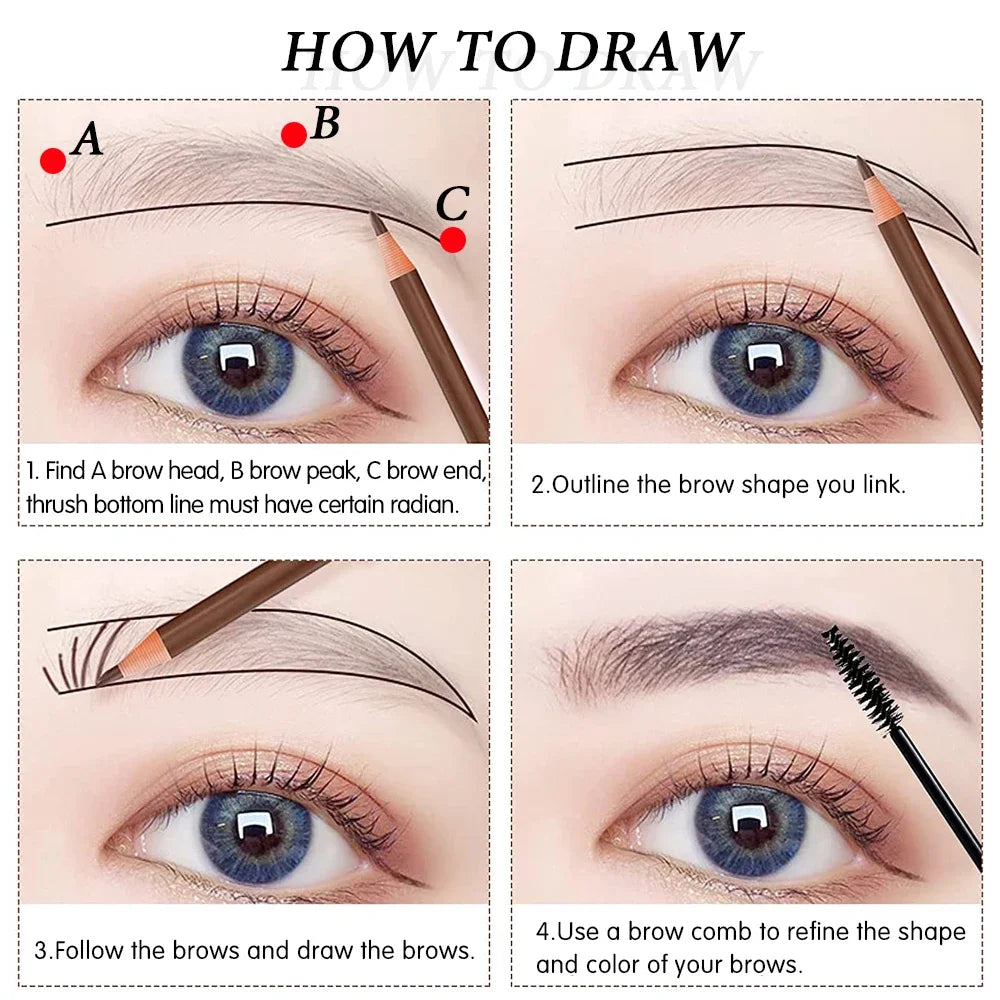 12Pcs Tear-Off Pull Line Eyebrow Pencil – No Sharpening Needed Natural Finish
