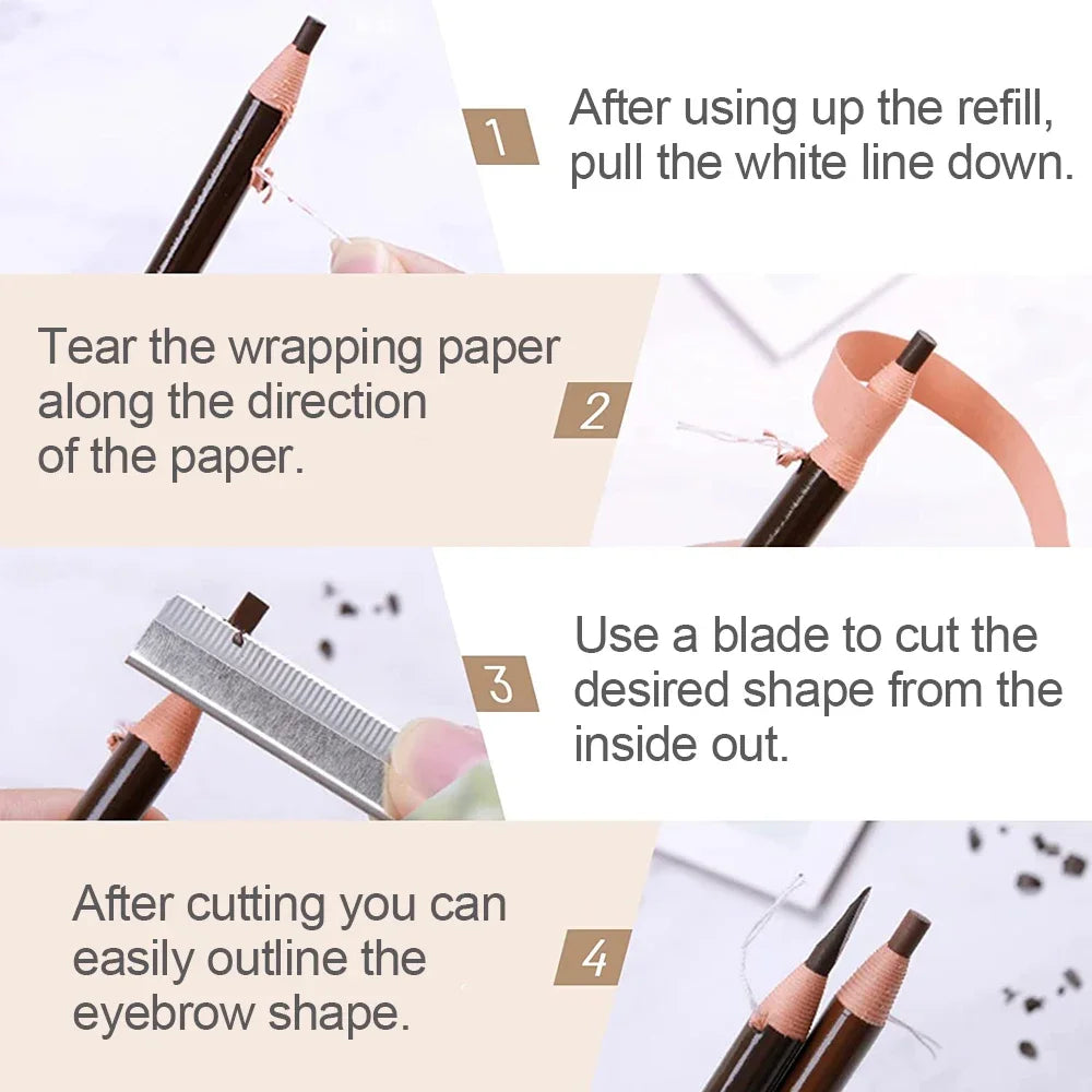 12Pcs Tear-Off Pull Line Eyebrow Pencil – No Sharpening Needed Natural Finish
