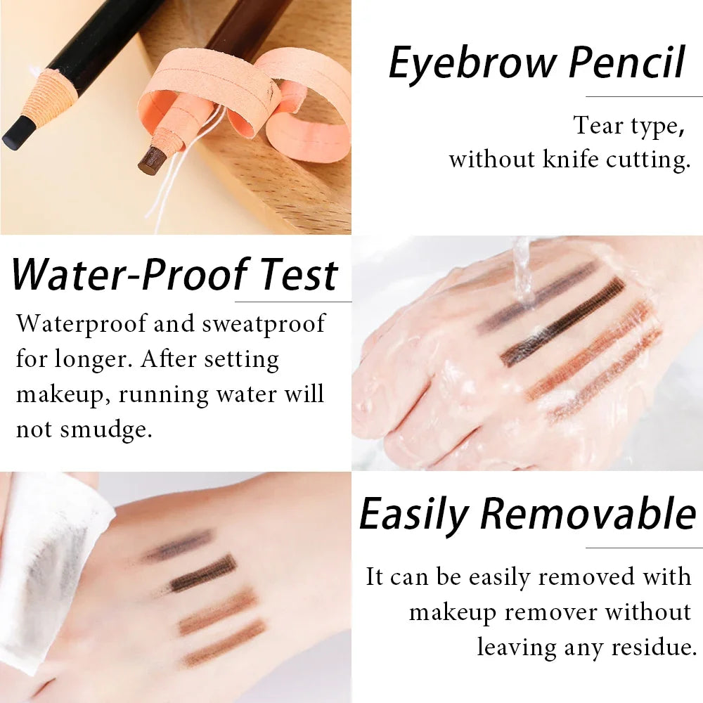 12Pcs Tear-Off Pull Line Eyebrow Pencil – No Sharpening Needed Natural Finish