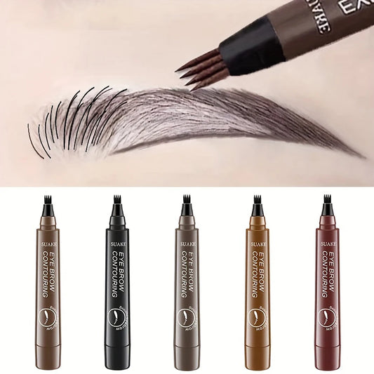 5pcs 4D Microblading Eyebrow Pens – 4-Prong Tip Tattoo Effect, Long-Lasting Liquid Eyebrow Pencil for Natural Hair-Like Strokes